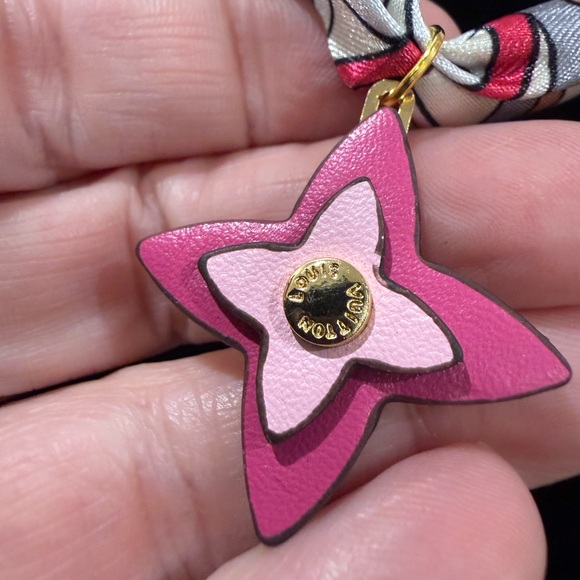 Pink and Gold Pendant on Silk scarf Necklace - Picture 3 of 4
